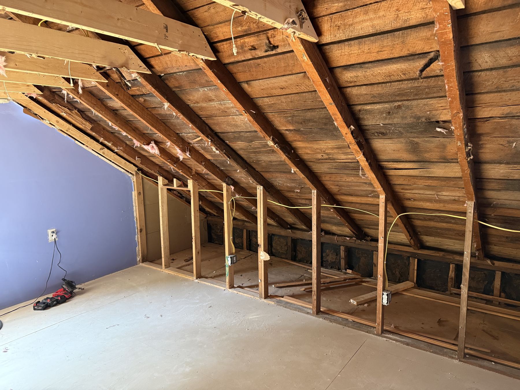 Attic framing before insulation